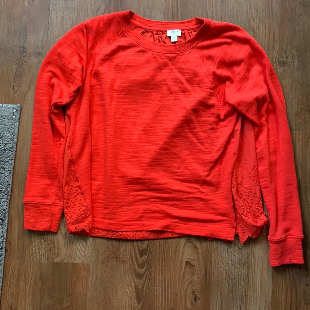J crew eyelet-back sweatshirt red cerise